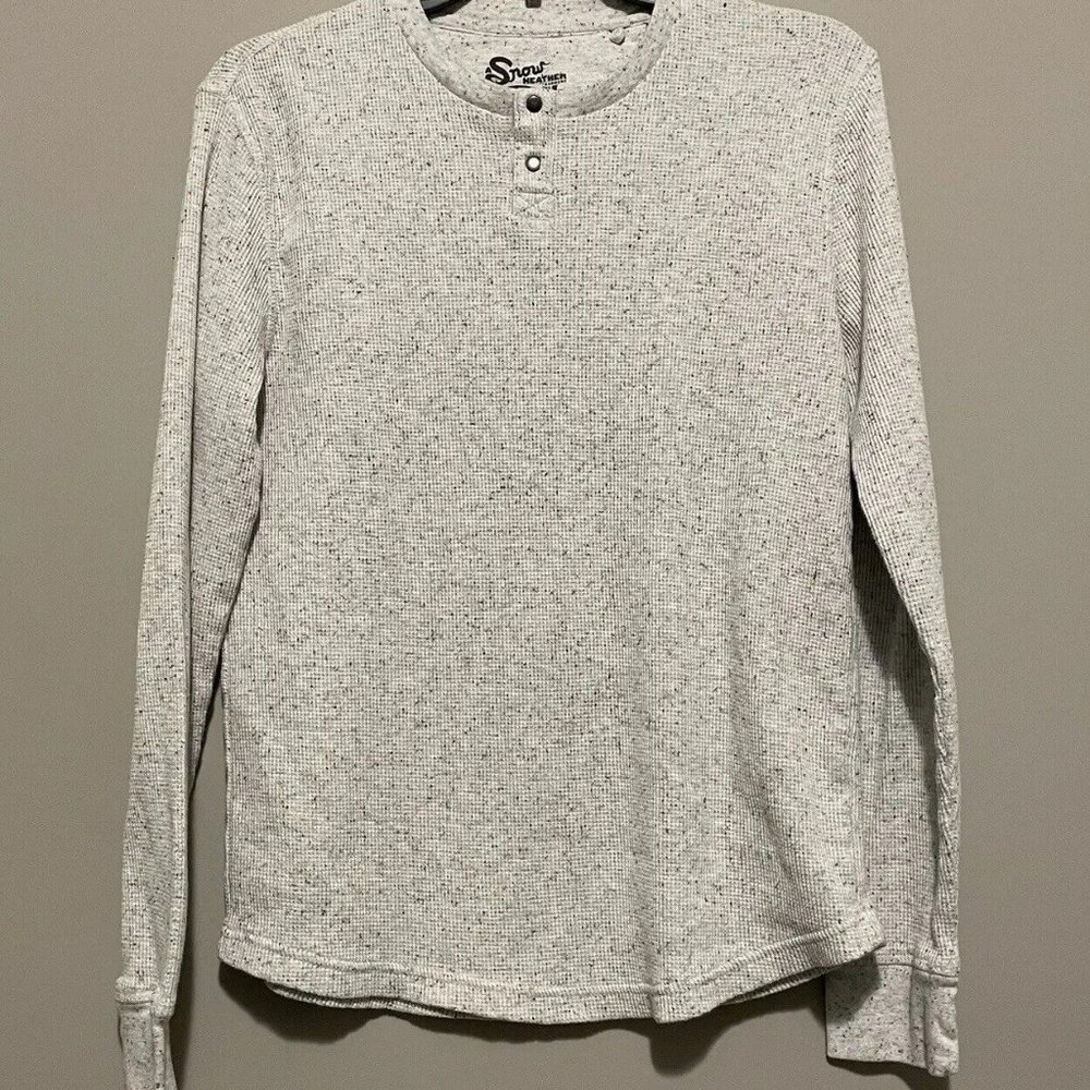 Lucky Brand Shirt Men's Medium White/Gray Long Sleeve "Snow Heather" Henley